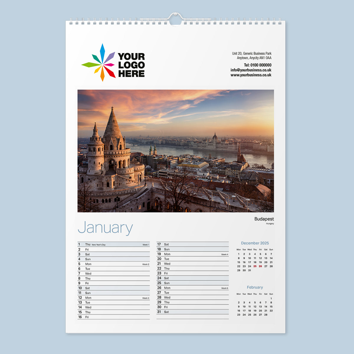 Cities of Europe 2026 Wall Calendar