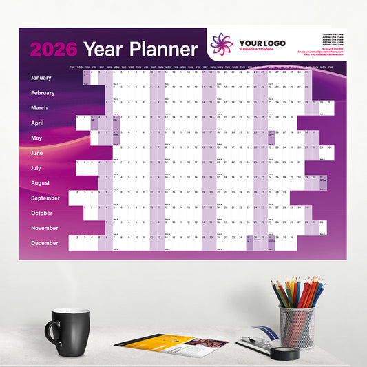 Purple Wave Wall Planner