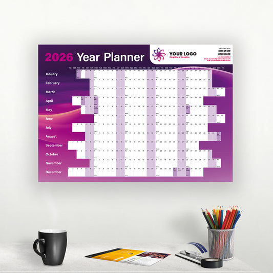 Purple Wave Wall Planner