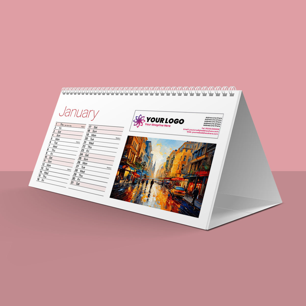 Brush Strokes Desk Calendar